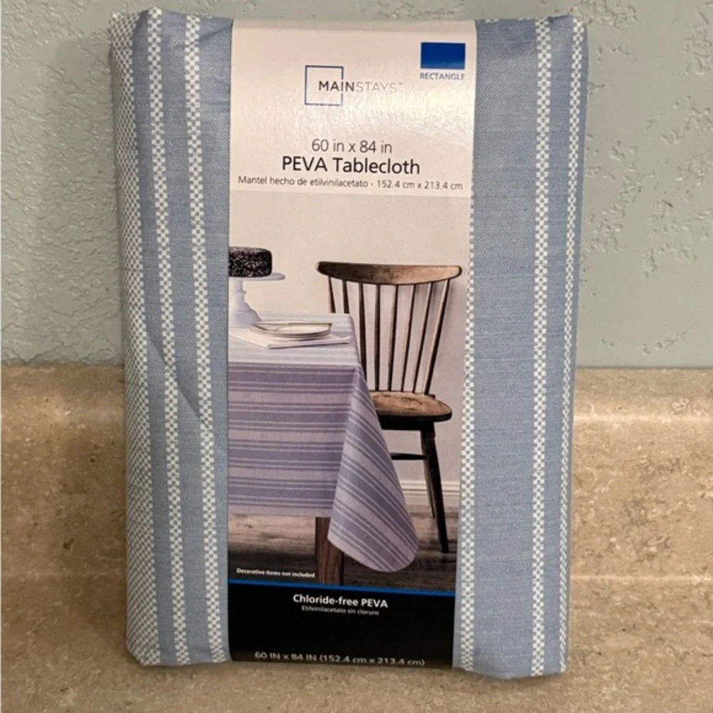Mainstays Light Blue Striped Tablecloth